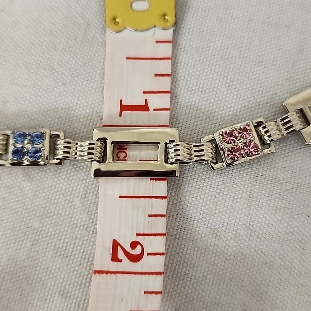 Silver Rectangle Chain Link with Color Crystals Belt - Picture 9 of 9